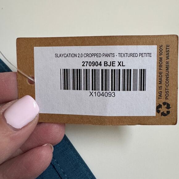 Title Nine Slaycation Wide Leg Cropped Pants Size XL NEW Deep Lagoon Textured - Picture 8 of 16